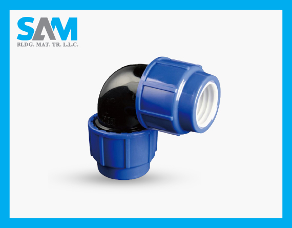 PT001 90 deg Elbow PP COmpression Pipe Fittings Product Sama Al Merikh BMT